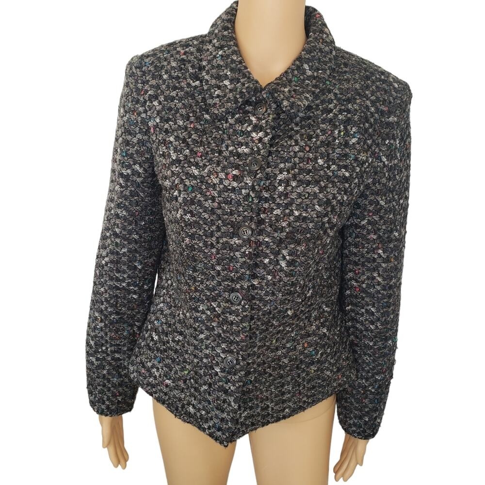 Yvonne & Marie Gray Vintage Blazer  Marled Jacket Color‎ Blended Tweed Size 6